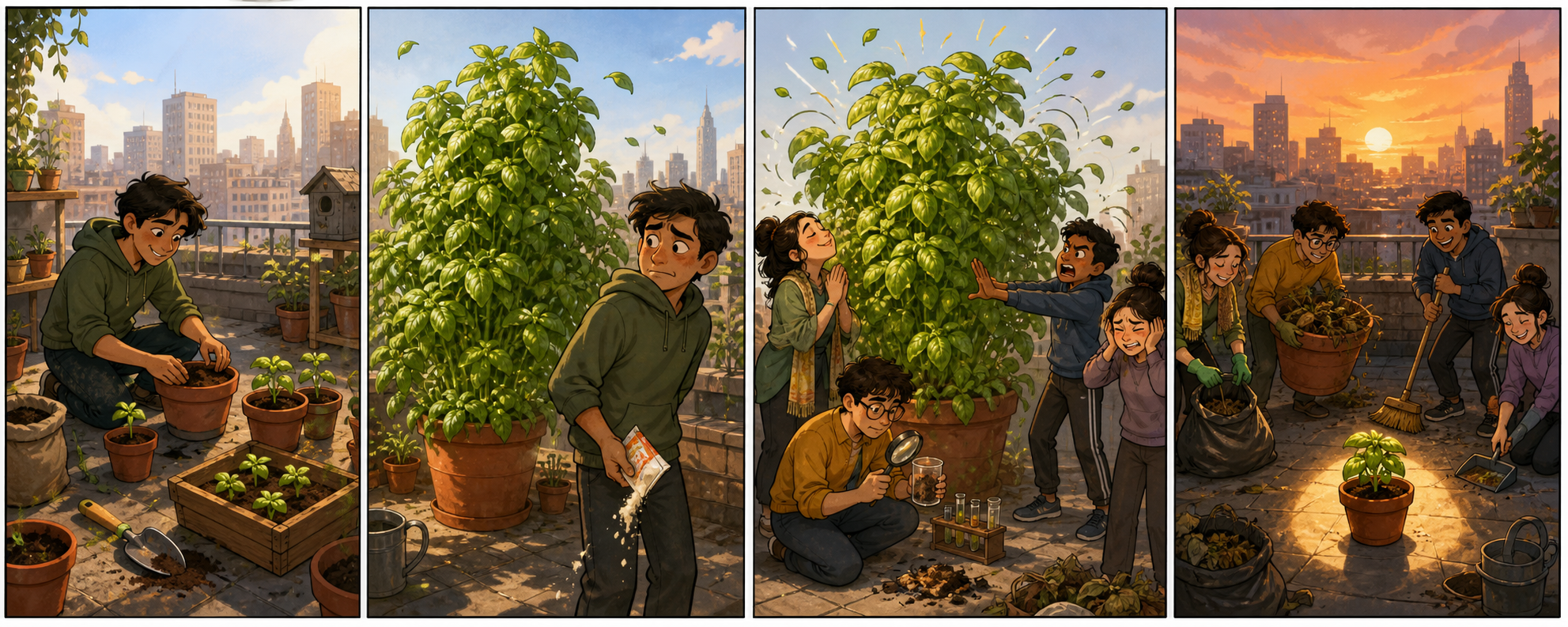 Group 3 four-panel scene strip